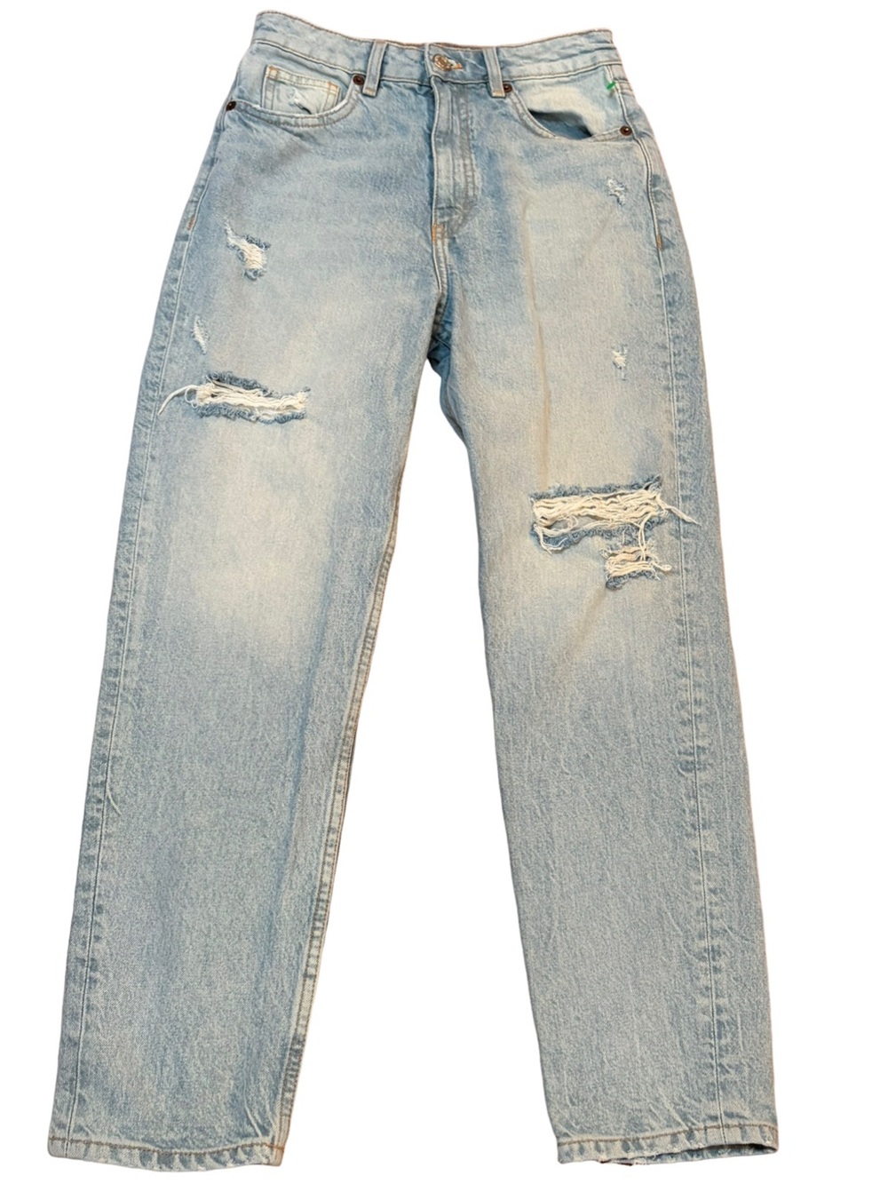Zara Light Wash Distressed Straight Leg Jeans Size 4